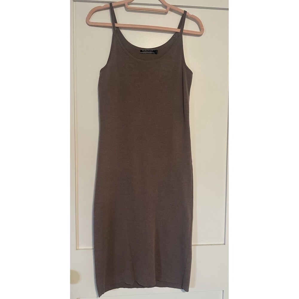 Peruvian Connection M Spaghetti Strap Knit Dress Midi Body-skimming Pima Chic